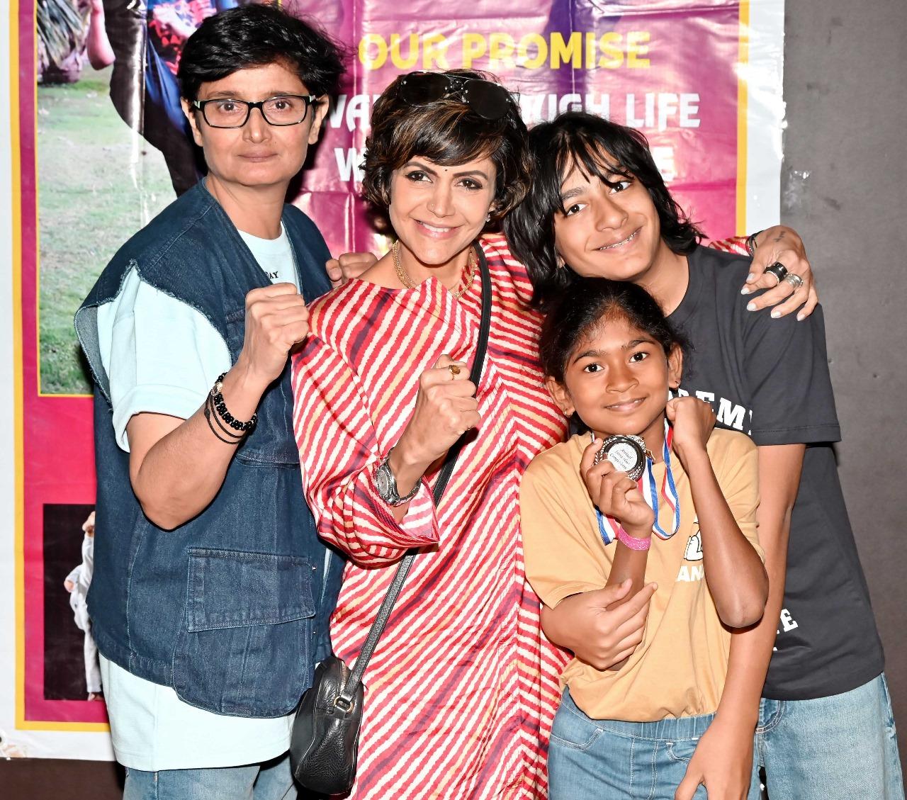 Mandira Bedi attended the award ceremony with her children