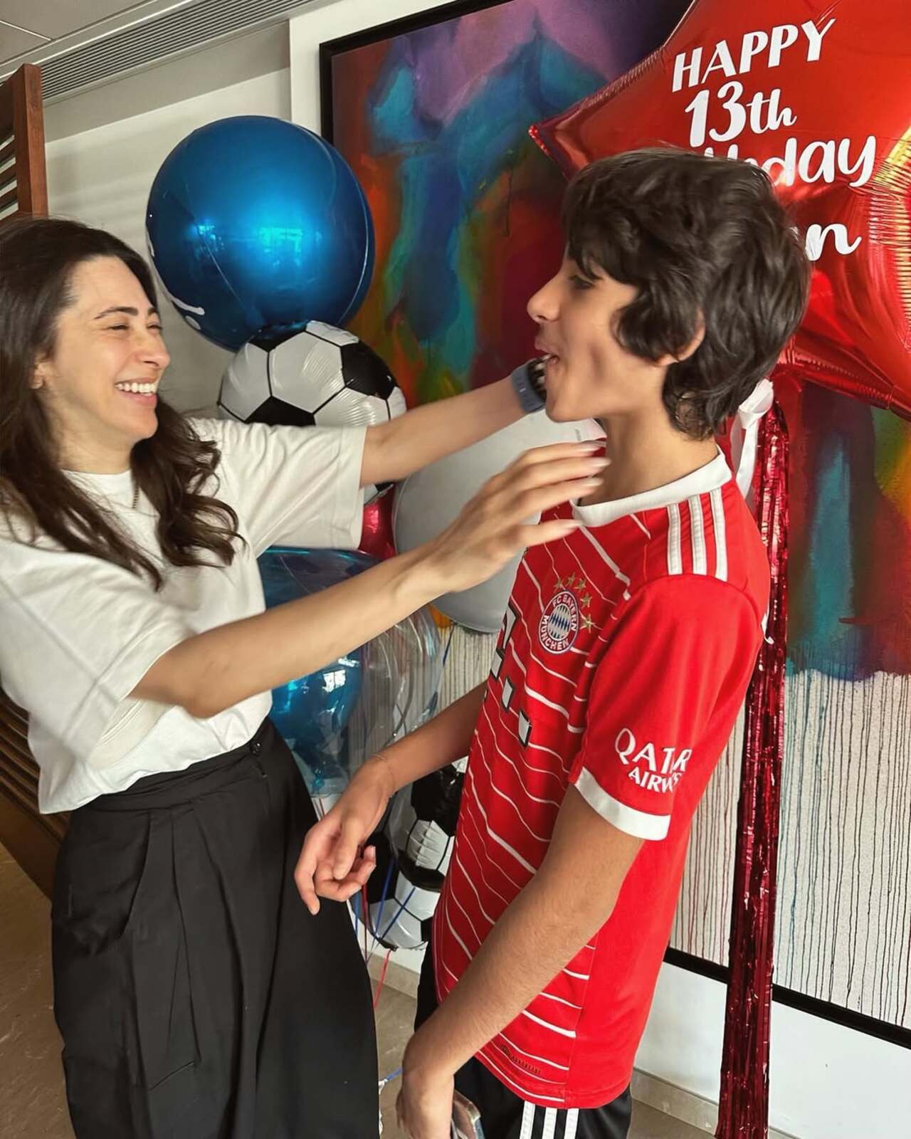 While the Kapoor kids are known to steal the limelight, Karisma's kids have largely managed to stay away from the paparazzi gaze. Here the actress can be seen celebrating the birthday of her son Kiaan
