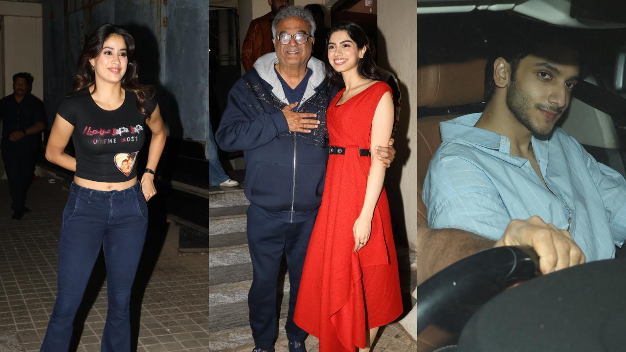 Janhvi Kapoor, Boney Kapoor, Khushi Kapoor and Vedang Raina (Pics/ Yogen Shah)