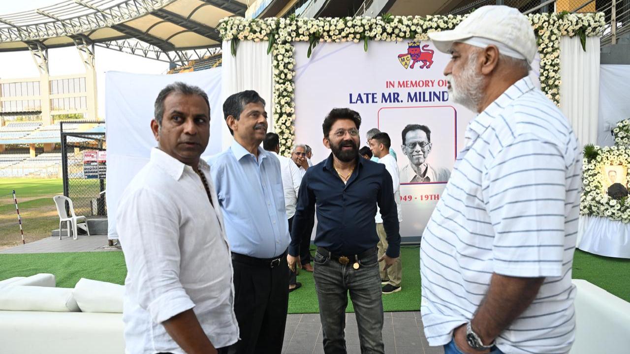 Former Team India cricketer Balwinder Singh Sandhu alongside Ratnakar Shetty made their appearances to attend the condolence meeting of Mumbai cricketer Milind Rege at the iconic Wankhede Stadium
