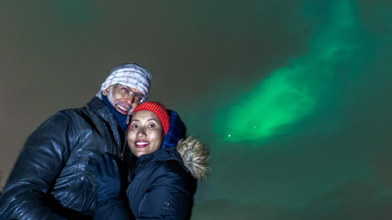 Milind Soman enjoys the Nothern Lights after 8 years with wife Ankita Konwar