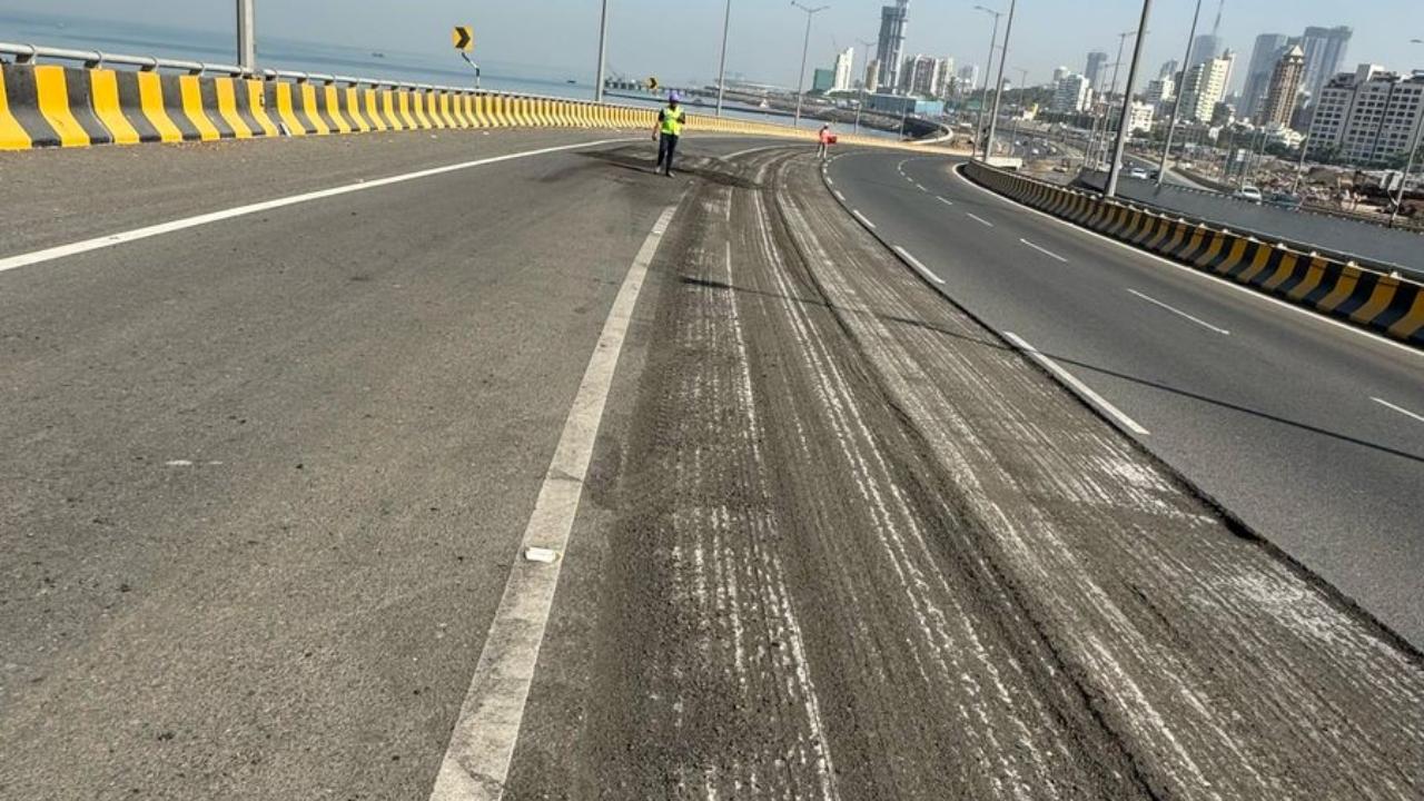 The statement said that the road, which had been paved with asphalt before July 2024, had some areas where the joints had widened. To prevent further damage and ensure the road remains strong, the mastic was applied in specific areas before the monsoon