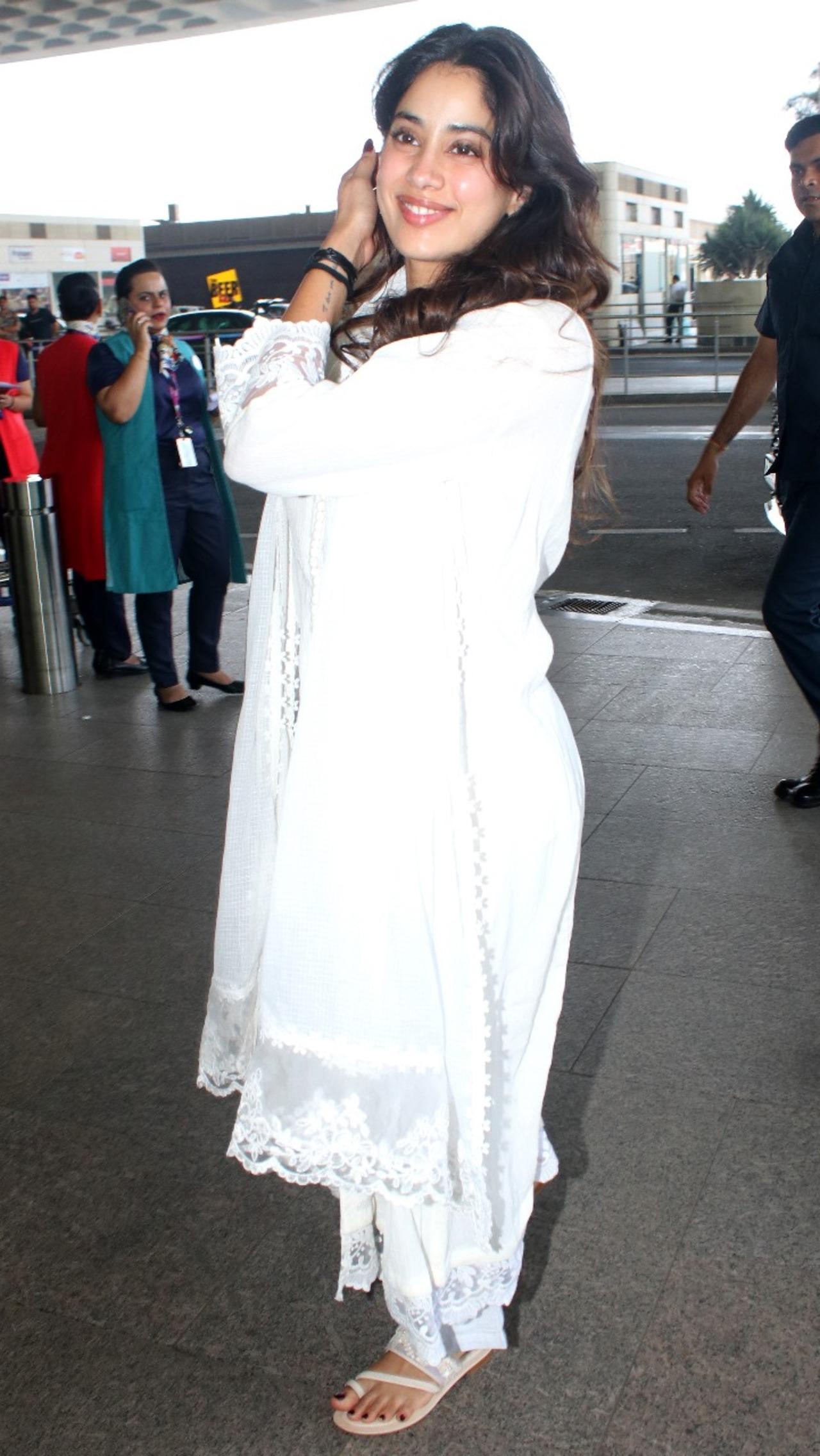 Janhvi Kapoor was spotted at the airport as she went about her professional commitments.