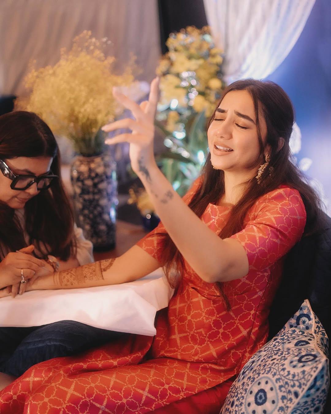 This picture shows how happy Prajakta is, as after years of dating her king, she is all set to tie the knot with Vrishank. This pic has Prajakta singing and enjoying