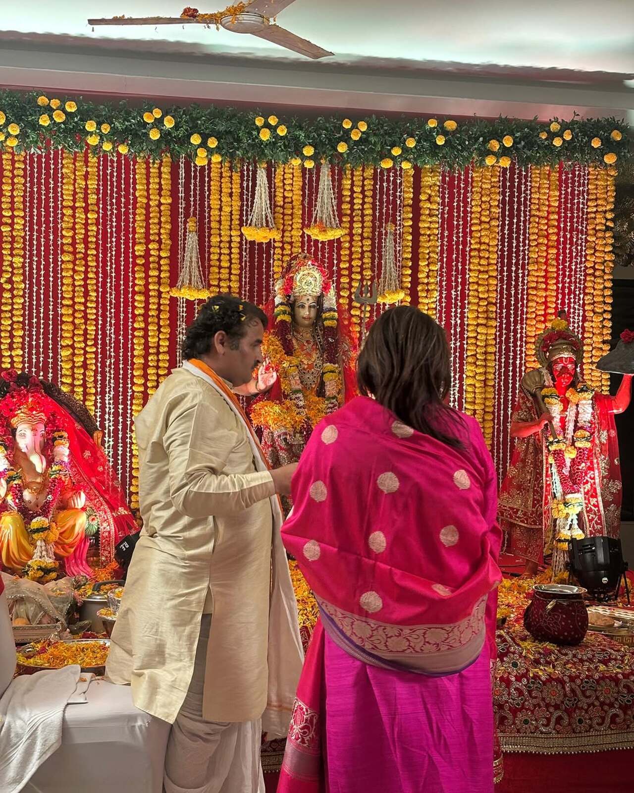 The pictures were shared by her mother Madhu Chopra, who wrote on Instagram, “A divine start to the wedding festivities! May Mata Rani bless the couple with happiness, love, and prosperity. Blessed to have family and friends around for this auspicious start.”