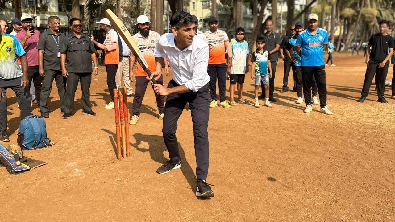 Former UK Prime Minister Rishi Sunak visits Mumbai, plays cricket in city