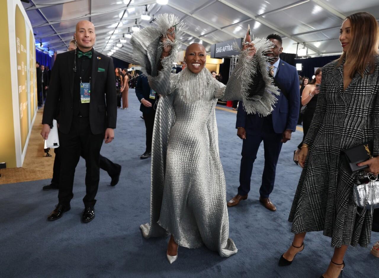 Wicked actor Cynthia Erivo made a dazzling statement on the red carpet in an ensemble from 1997 Givenchy Haute Couture by Alexander McQueen