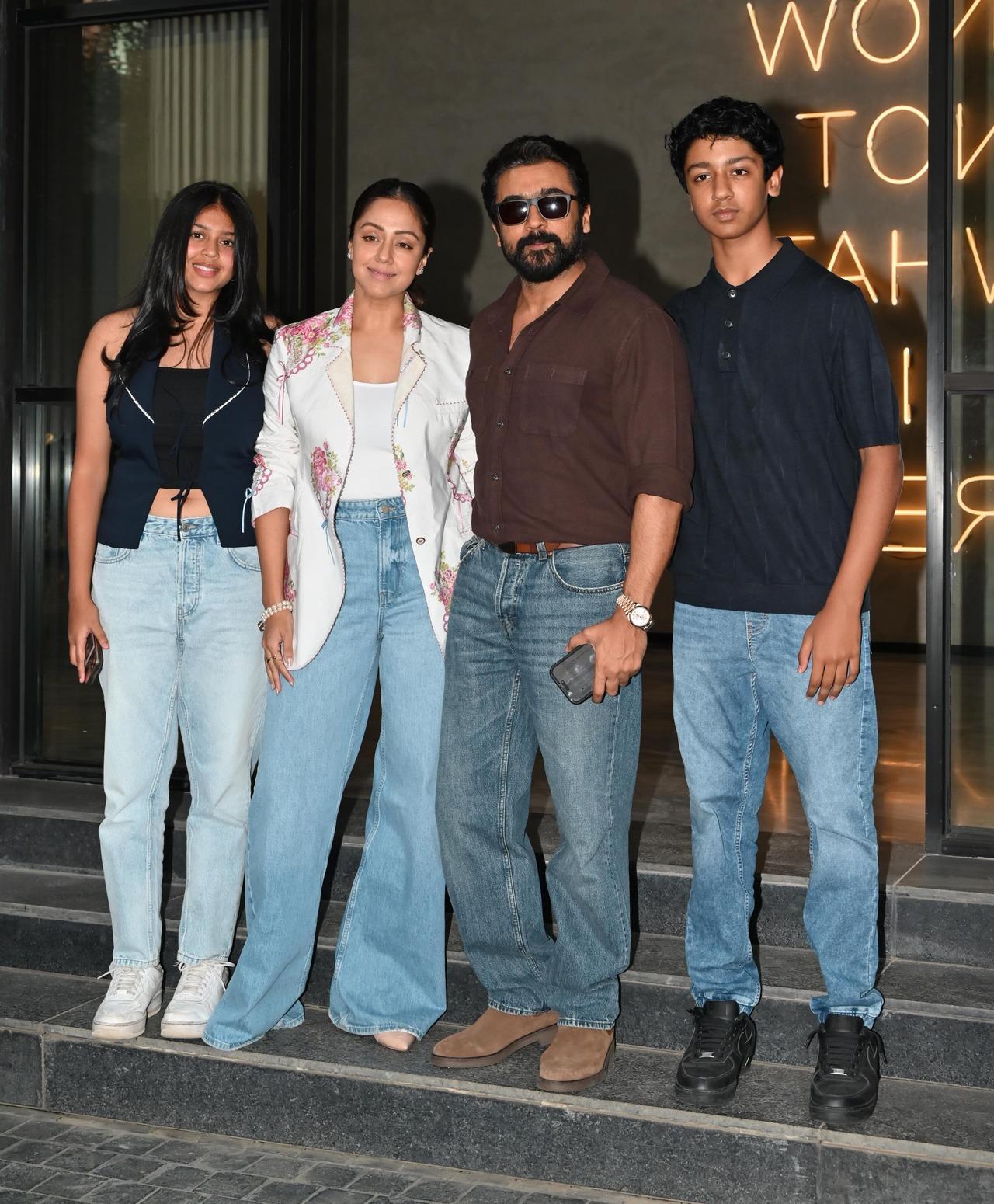Actor Jyotika, who plays a pivotal role in the show was accompanied by her actor-husband Suriya and their two kids.
