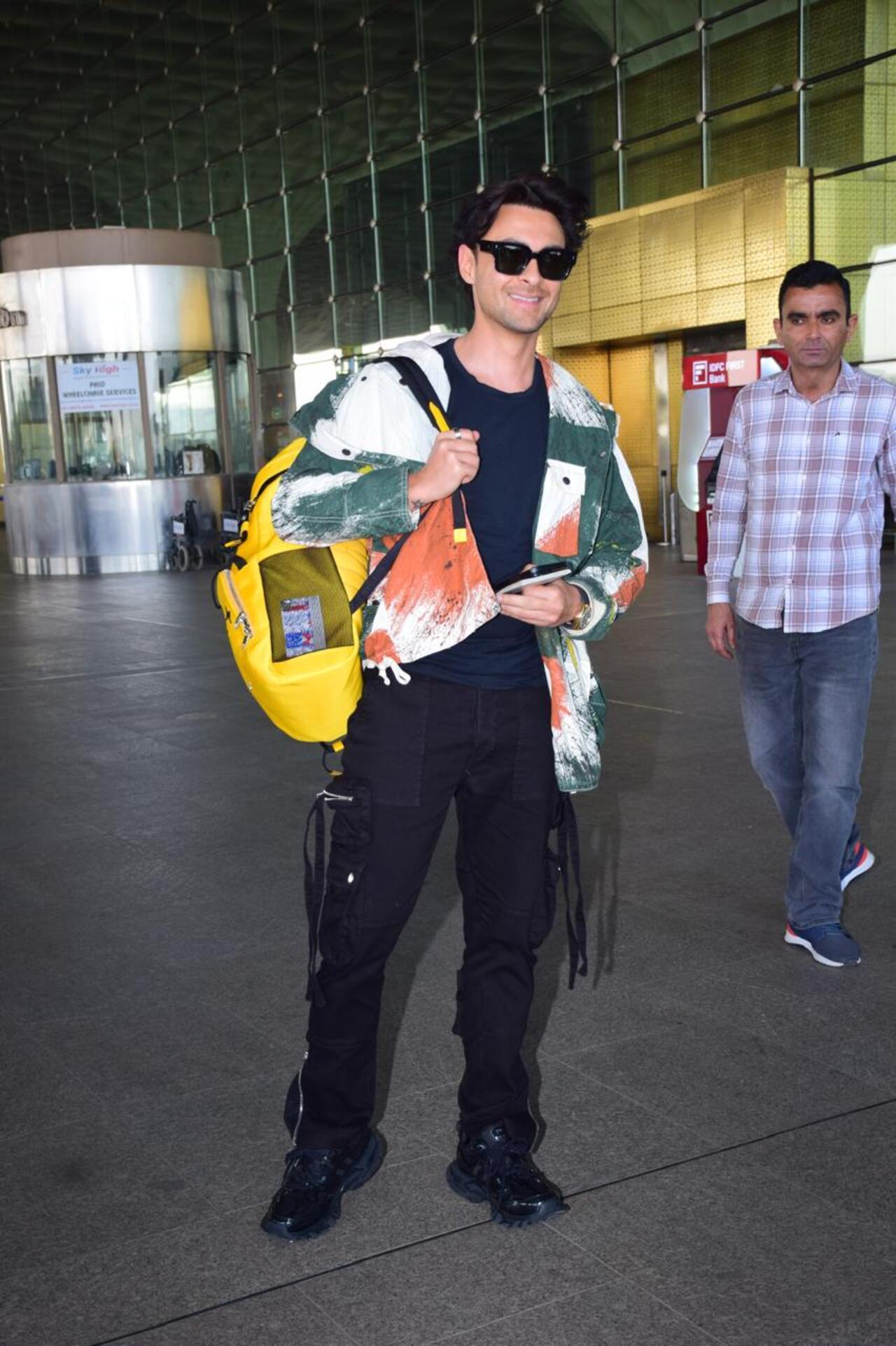 Aayush Sharma grabbed attention in his colourful outfit.