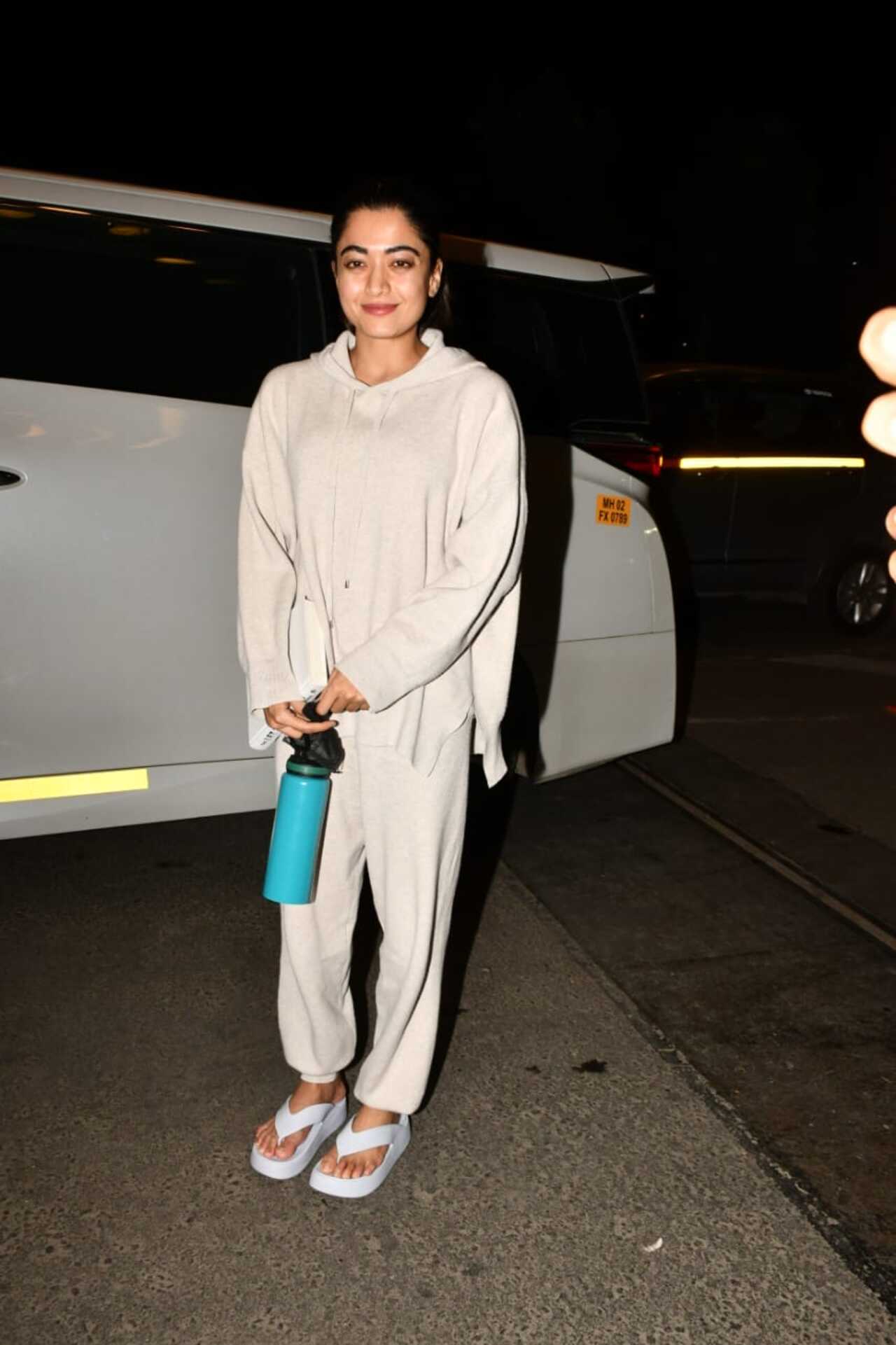 Rashmika Mandanna was spotted in a casual fit.