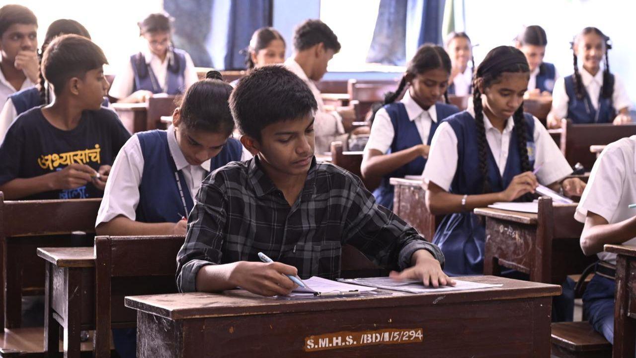 SSC board exam at Saraswati Mandir High School in Mahim on Friday. (PIC/Ashish Raje)