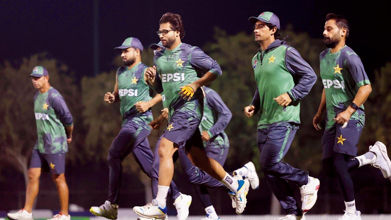 Pakistan players warm up in Dubai on Friday. Pic/Getty Images