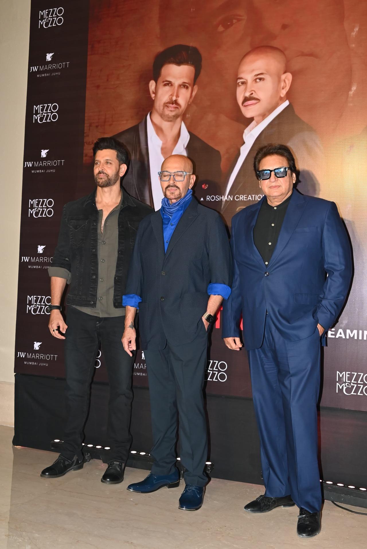 Hrithik Roshan with his father Rakesh and uncle Rajesh Roshan