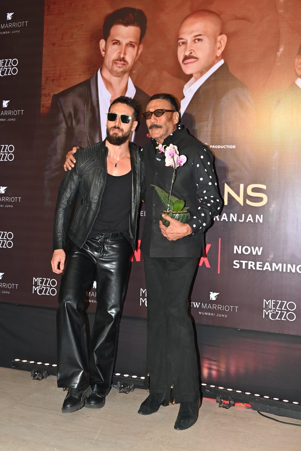 Father-son duo Jackie and Tiger Shroff arrived together for the party. Jackie was seen arriving with a sapling as he does at every event