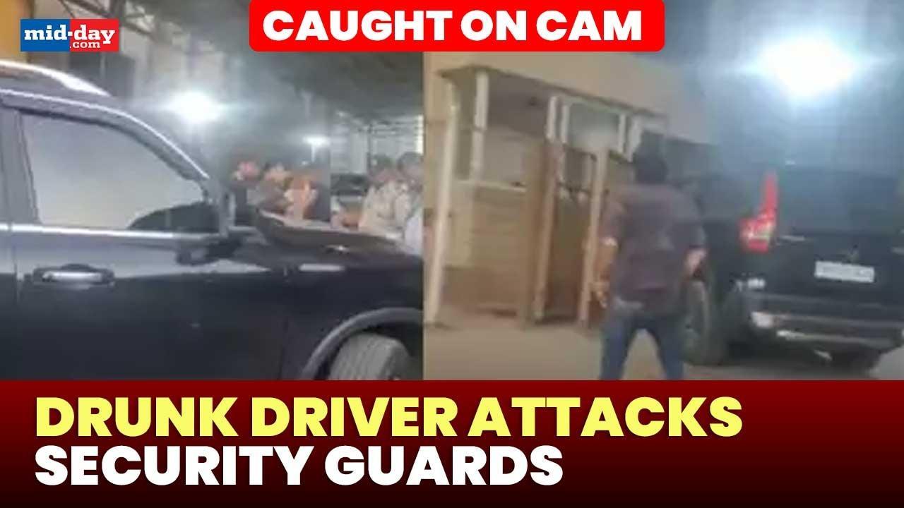 Mumbai: Drunk driver attacks security guards, Incident caught on cam