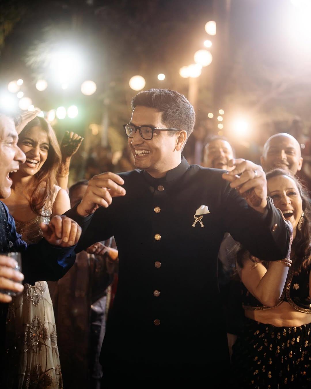 In this picture, Vrishank Khanal can be seen dancing his heart out at his pre-wedding ceremony