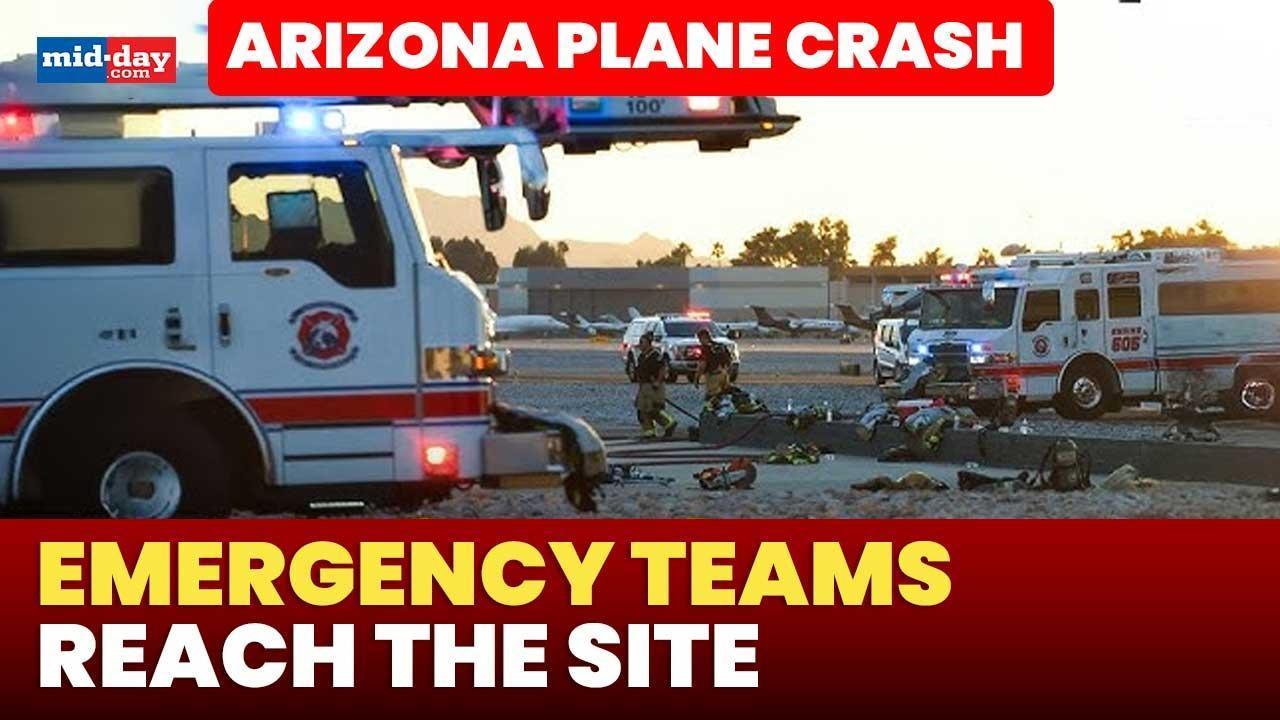 Arizona plane crash: Emergency vehicle & personnel reach the incident site