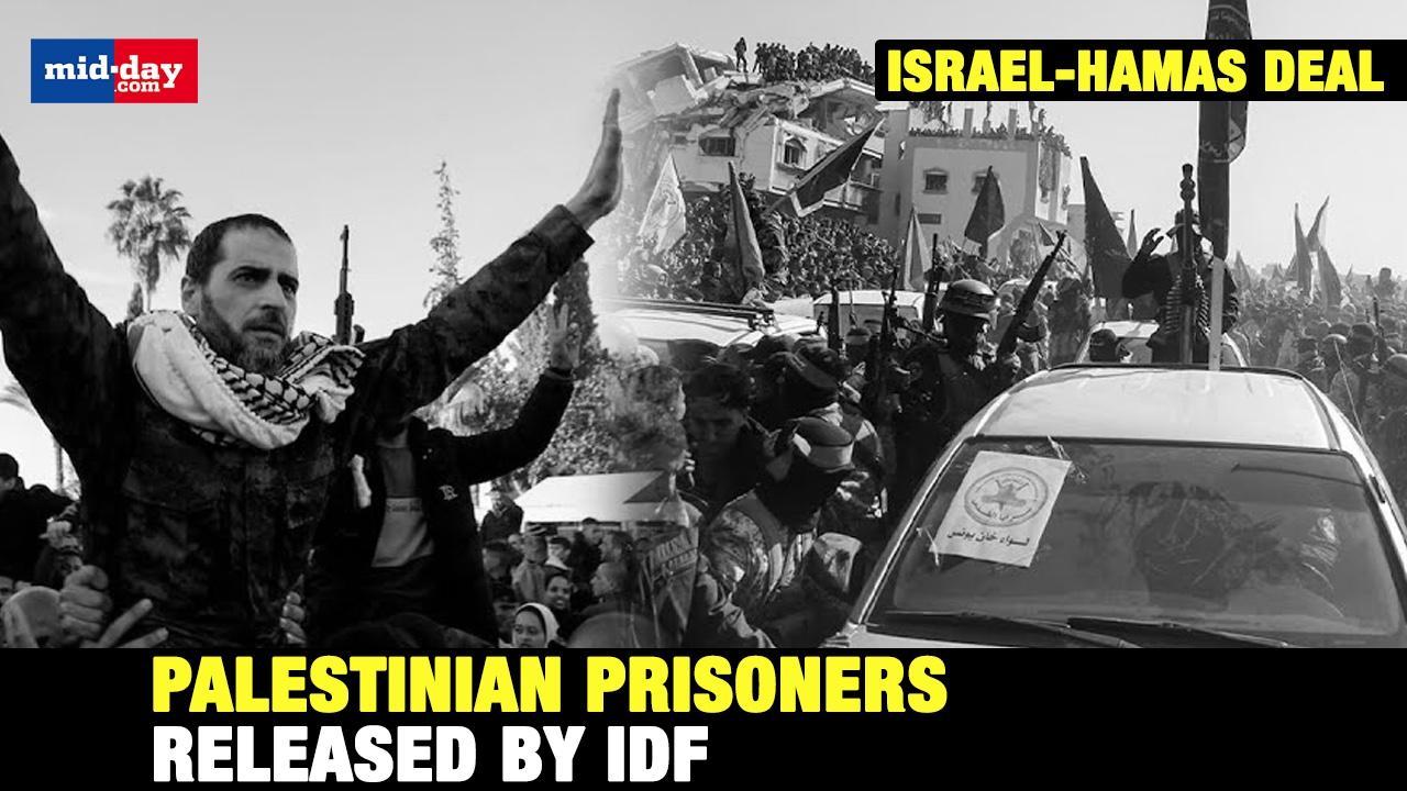 Israeli forces release Palestinian prisoners in Ramallah following Truce deal