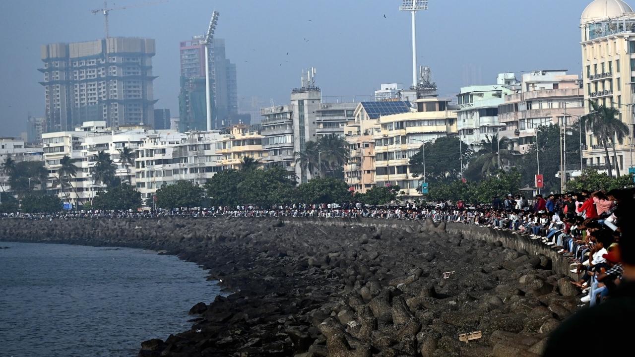 The iconic promenade, known for its scenic views of the Arabian Sea, was packed with revellers on Wednesday evening