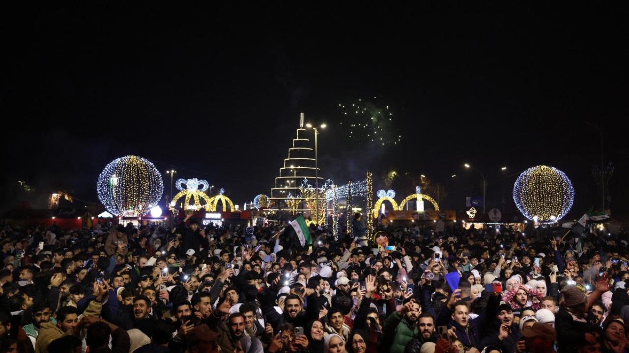 People celebrate the New Year near Umayyad Square in Damascus, Syria, on January 1, 2025 (Pic: AFP)