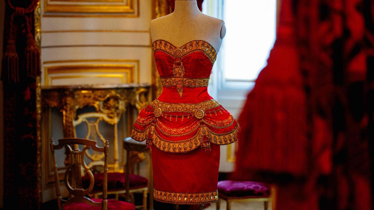 A dress created by Karl Otto Lagerfeld for the fashion house Chanel from the Haute Couture 1987-1988 collection