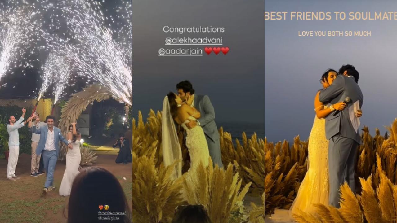 Aadar Jain and Alekha Advani tie the knot in a Christian wedding; Neetu Kapoor, Karisma, and others attend