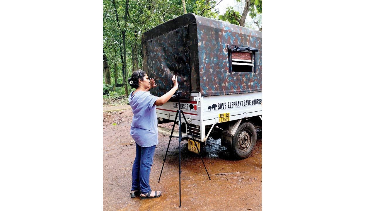 Khedekar works on a shot