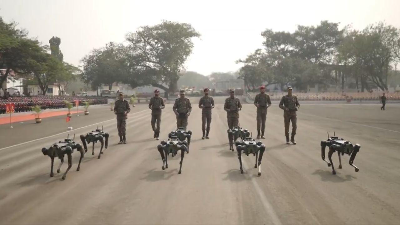Indian Army's robotic Multi-Utility Legged Equipment (MULE)
The highlight of the parade will be the display of cutting-edge defence technologies such as drones and robotics