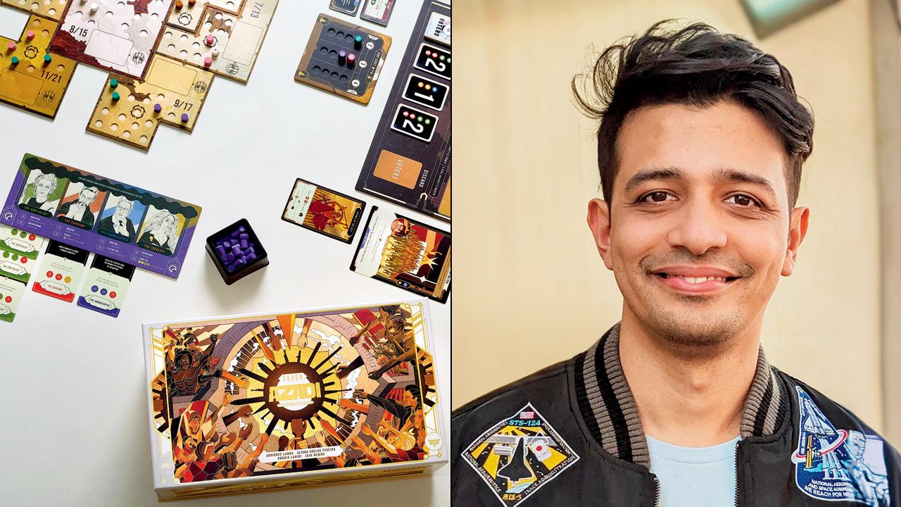 A panel of cards from the new board game, Azadi