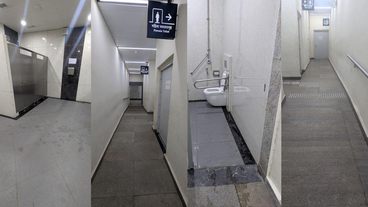 Aqua Line 3
BKC Metro StationThe BKC station has a toilet outside the ticketing area in the concourse. It is clean and well-maintained, but some urinals are blocked. A functional toilet for the disabled is also available. (Pic/Rajendra B Aklekar)