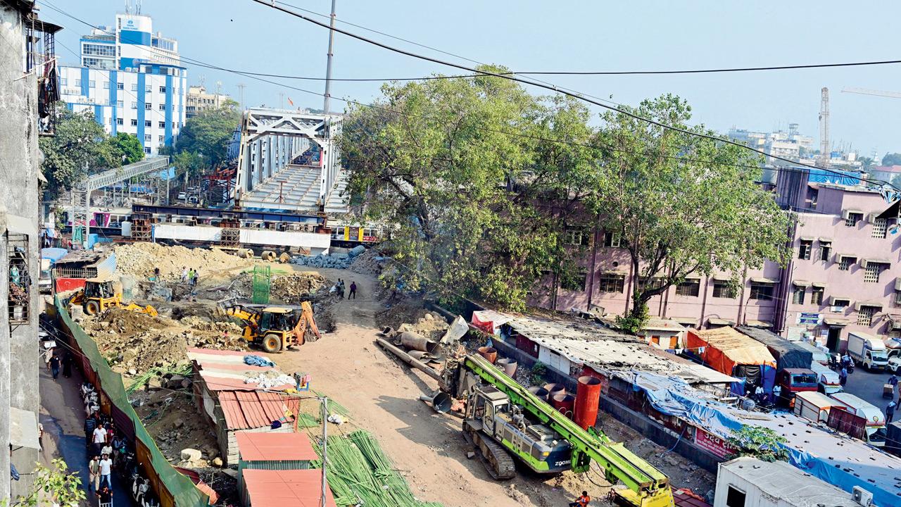 The incomplete bridge at Diva railway station on Thursday