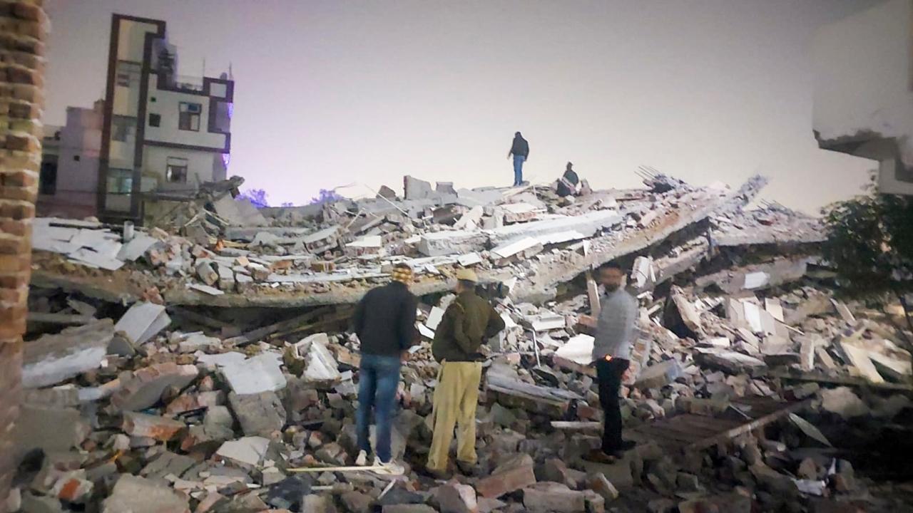 In Photos: New four-storey building collapses in Delhi's Burari, two dead