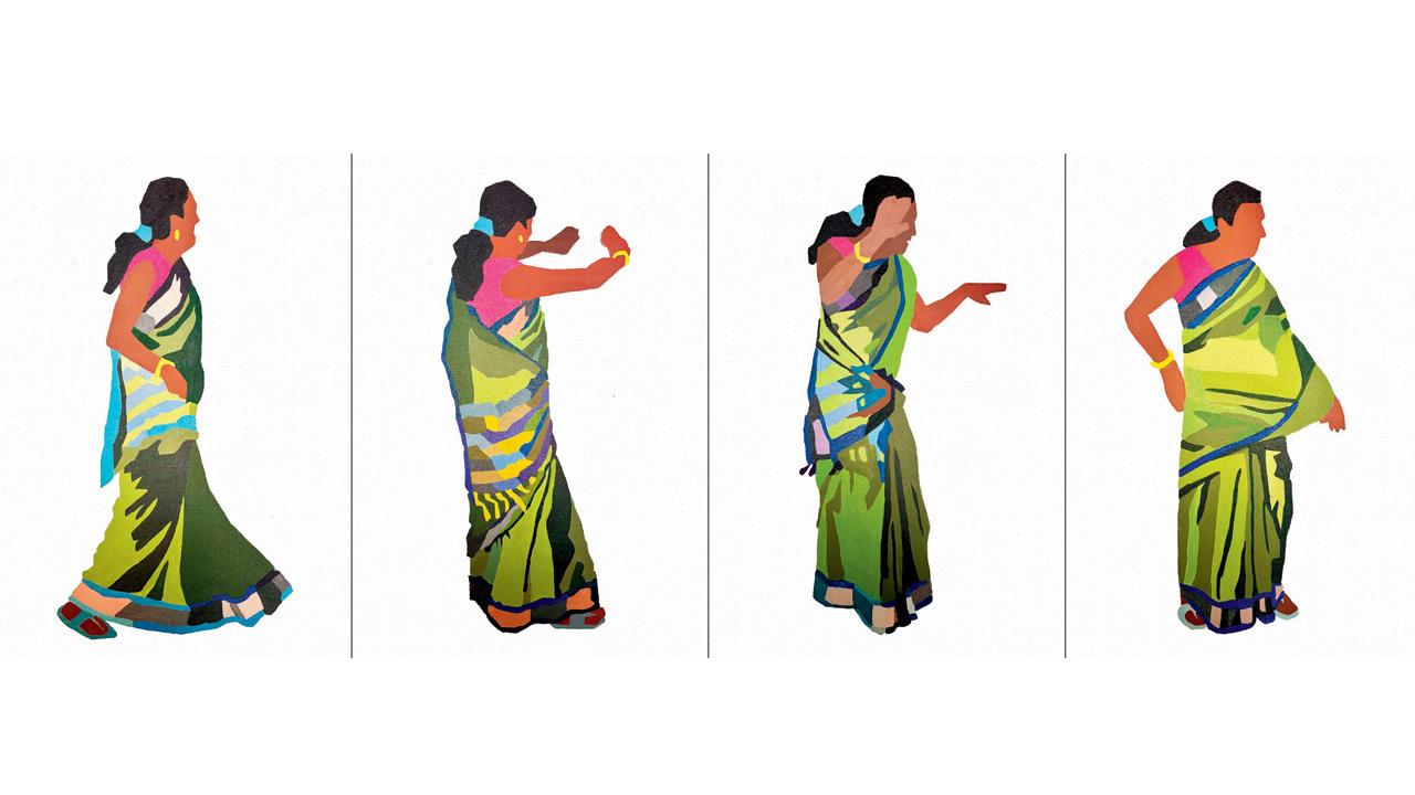 Chandri Loves to Dance - Part 1, by Chandri, Shanthi, Jyothi and Prarthana, acrylic on canvas. Pics courtesy/Gallery XXL; artists