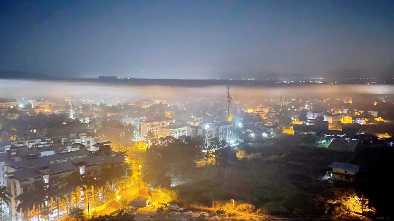 A thick layer of fog seen across the region