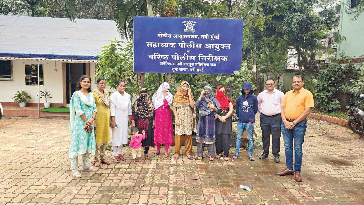 Illegal Bangladeshi immigrants (women and man with covered faces) who were caught by the Navi Mumbai Anti-Terrorism Squad in the last week of 2024