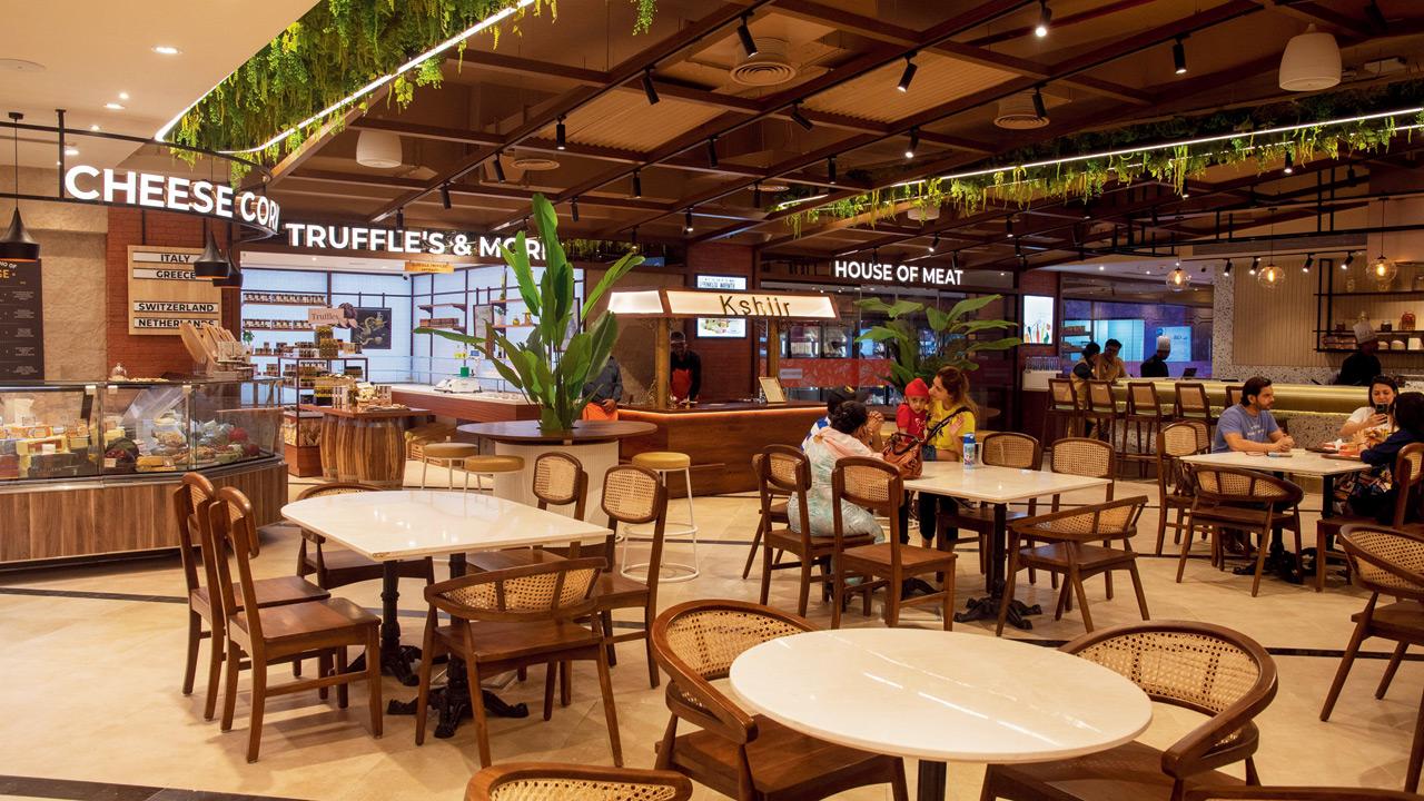 The cafe’s interiors have a minimalistic vibe 