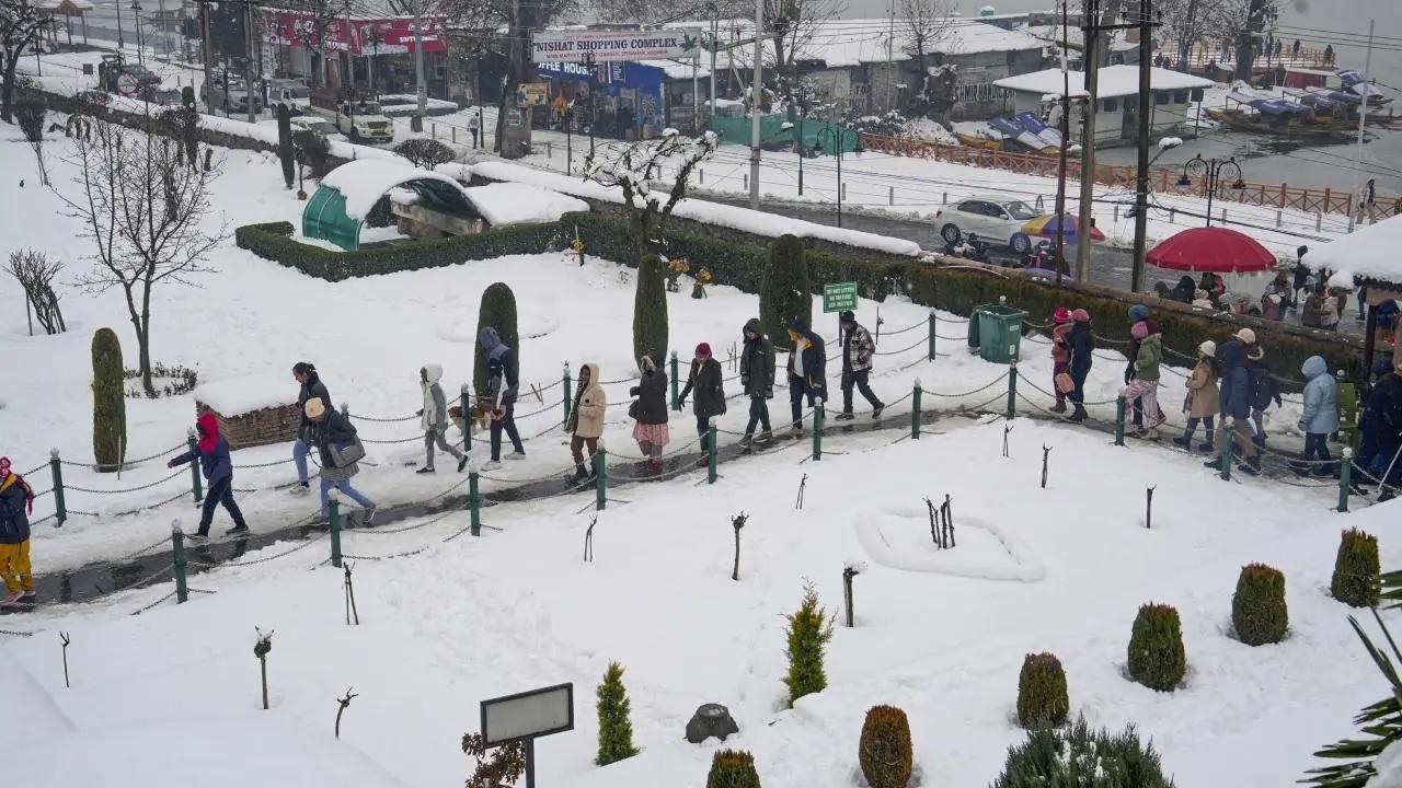 Kashmir in the grip of cold wave: Tourists enjoy chilly weather