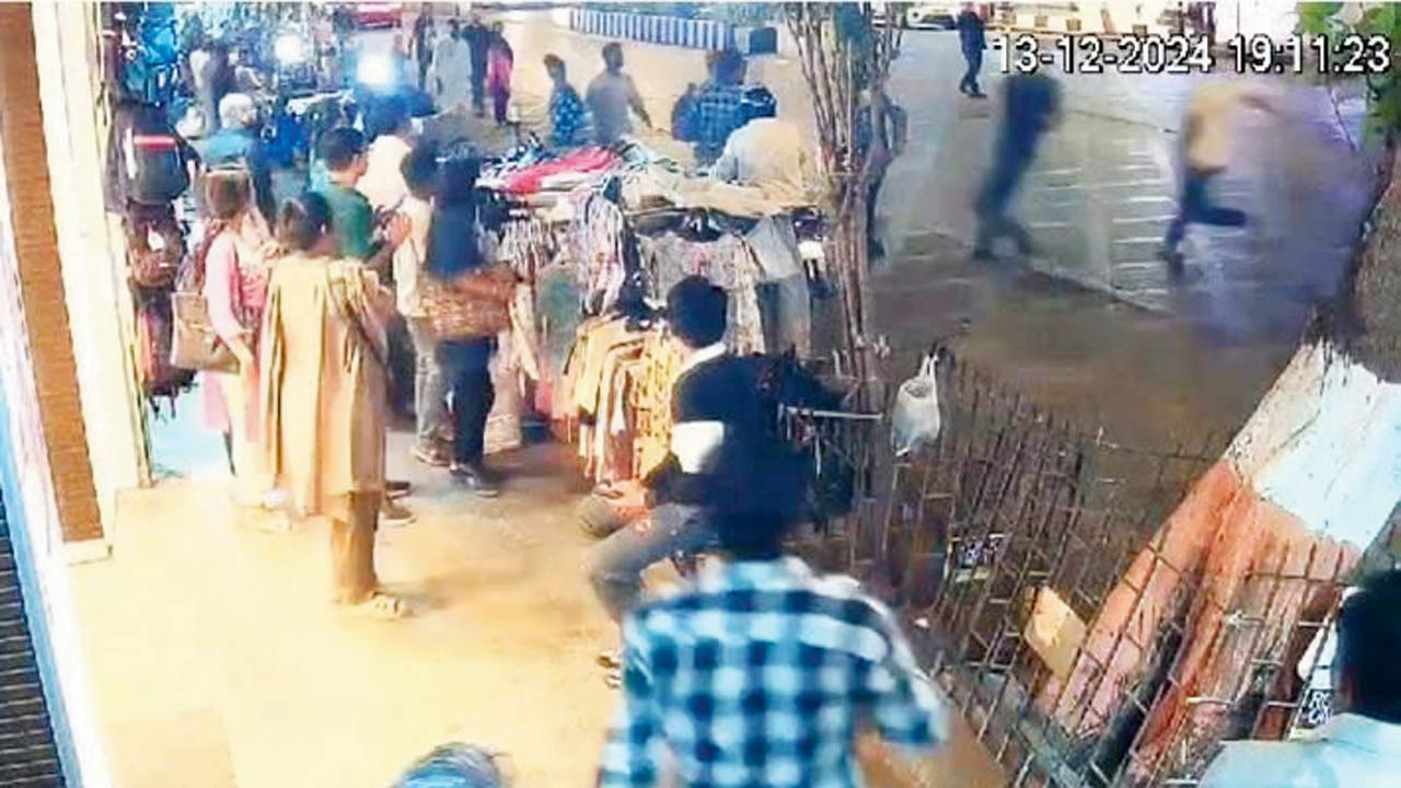 A CCTV grab of cops in pursuit of the accused (encircled) on Dec 13