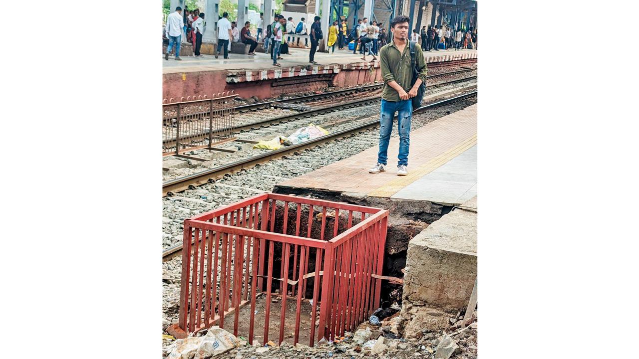A box installed to prevent commuters from crossing tracks at Kurla railway station