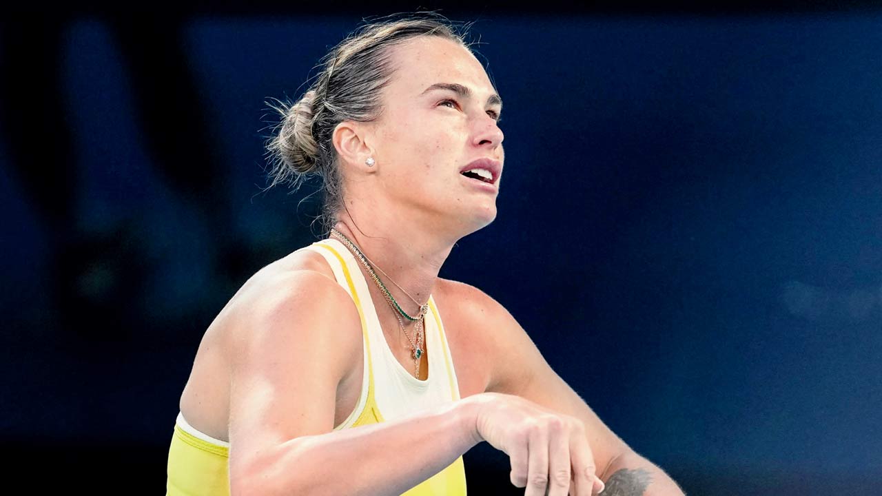 Aryna Sabalenka expresses her disappointment after losing the final. Pic/Getty Images