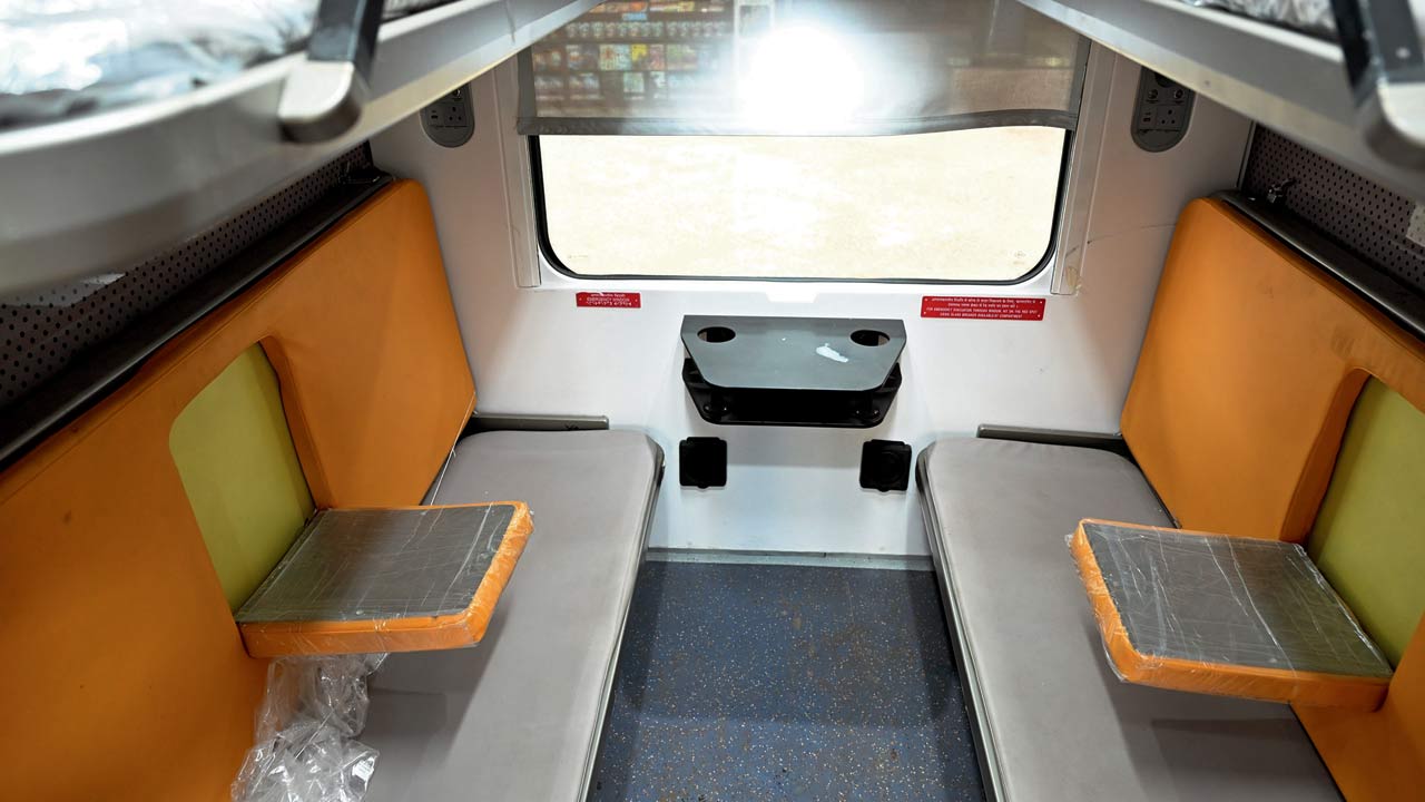 The second air-conditioned compartment of the sleeper version of the Vande Bharat Express. Pics/Sayyed Sameer Abedi