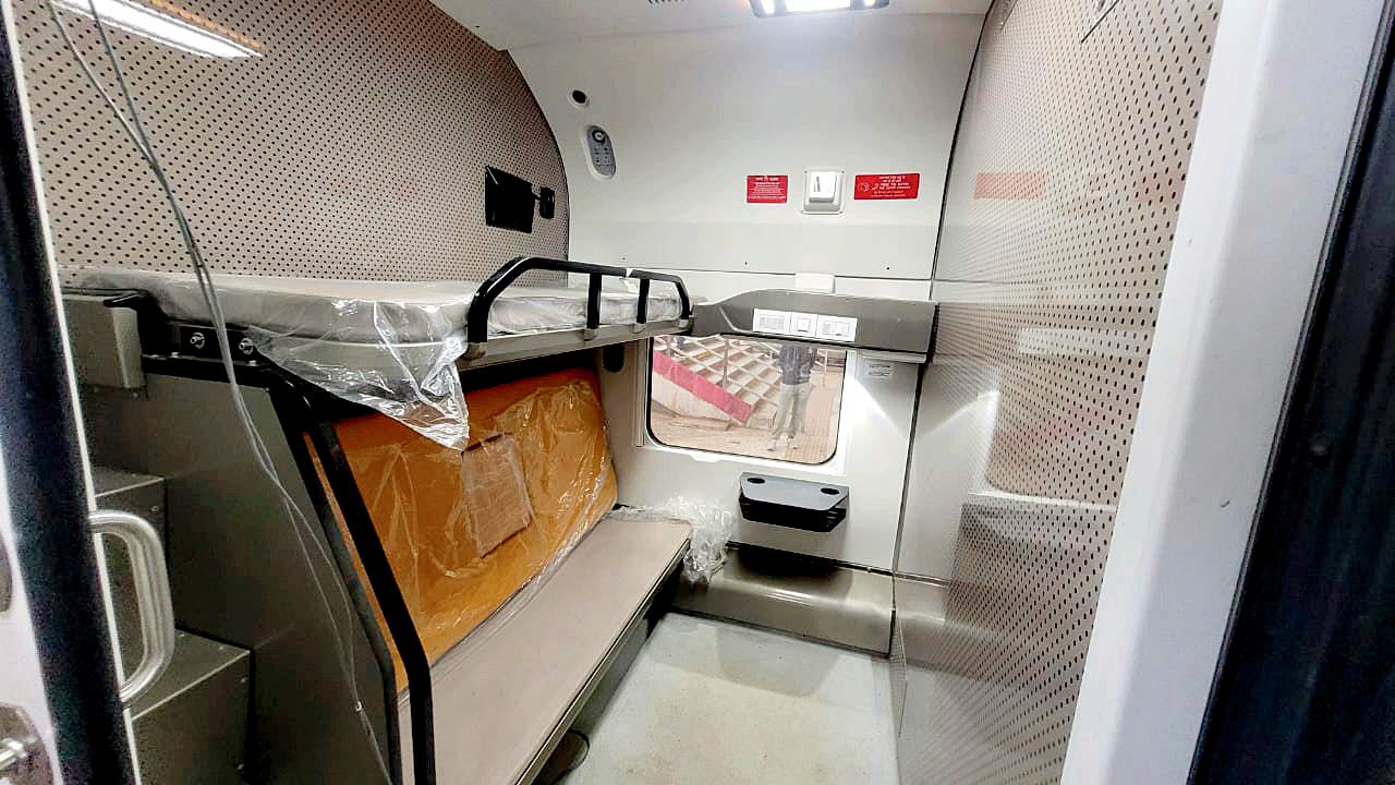 The first air-conditioned compartment in the Vande Bharat sleeper train. pic/Rajendra B. Aklekar