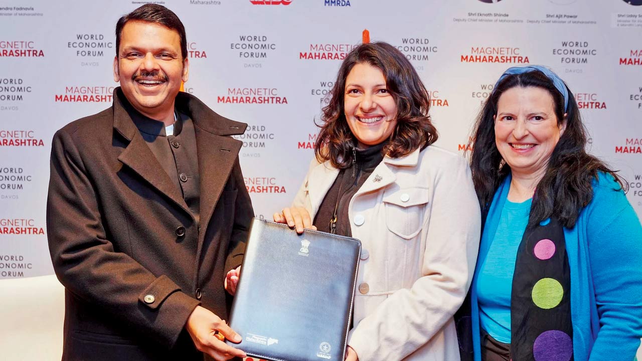 Fadnavis in Davos. Pic/X/@CMOMaharashtra