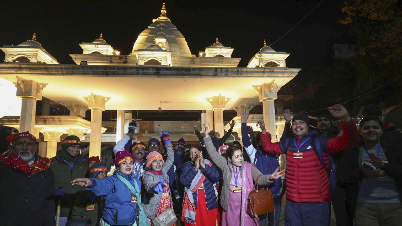 Devotees on the way to Mata Vaishno Devi on the first day of New Year 2025, at Katra in Reasi district. (Pic/PTI)