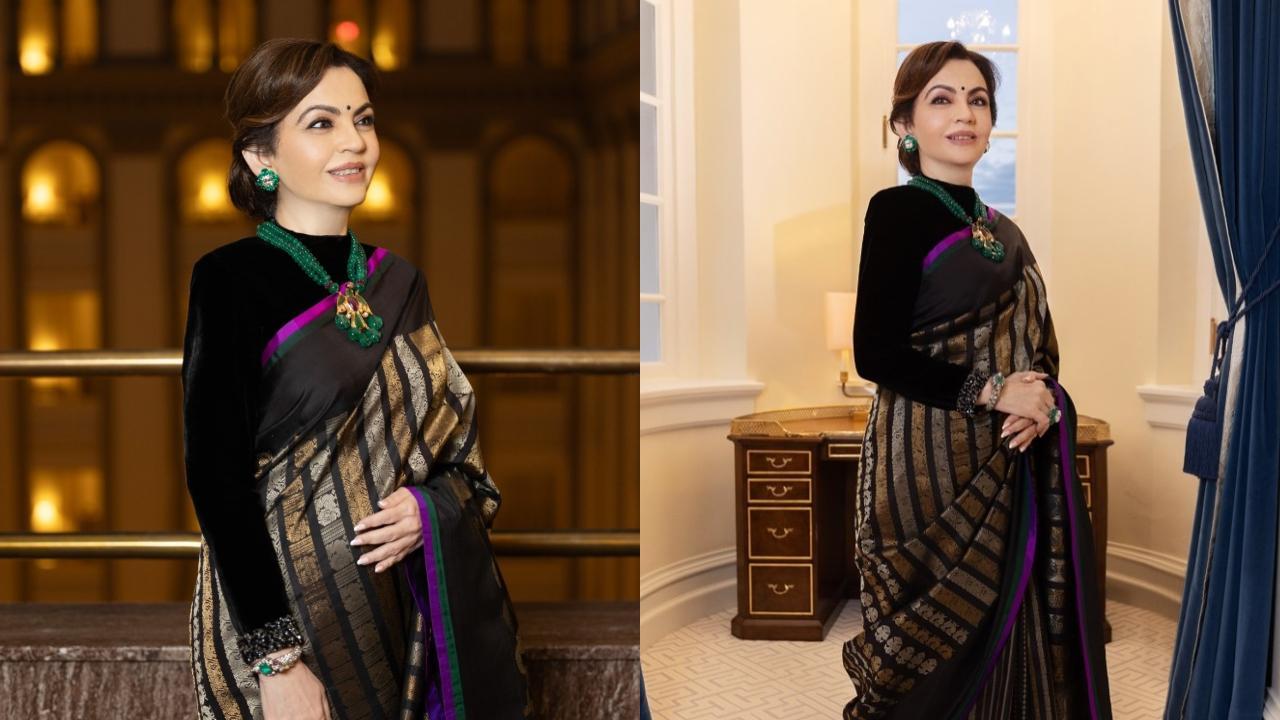 Nita Ambani dazzles in Kanchipuram saree at Trump’s pre-inauguration dinner