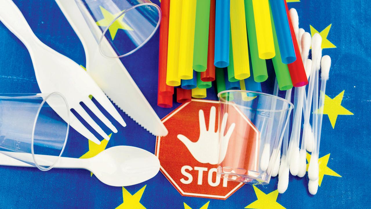 Single-use plastic items such as carry bags, earbuds with plastic sticks, plastic sticks for balloons, plastic flags, candy sticks, ice-cream sticks and polystyrene (thermocol) decorations, plates, cups and cutlery such as forks, spoons, knives and trays are banned. Representation pic/istock