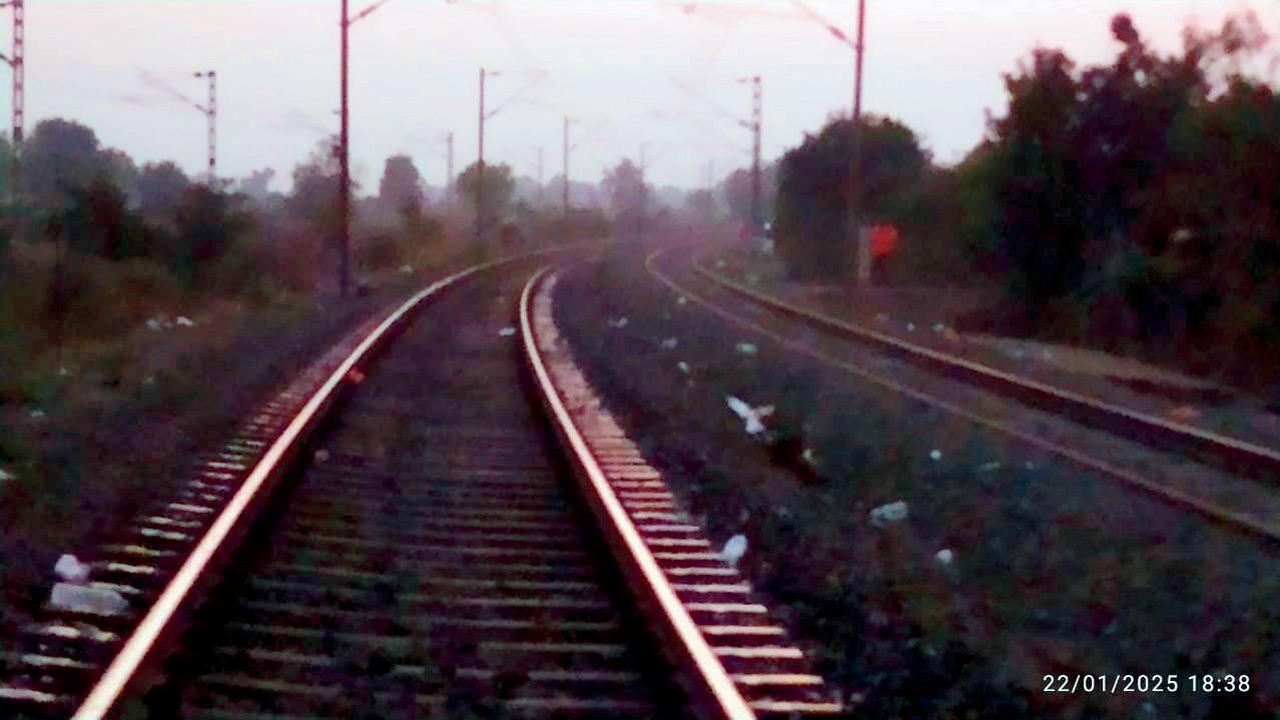 The accident spot. Pic/Dashcam of loco-pilot of Karnataka Express