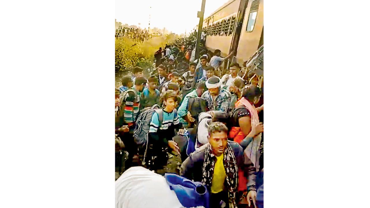 Chaos ensued at the accident site. Pic/PTI