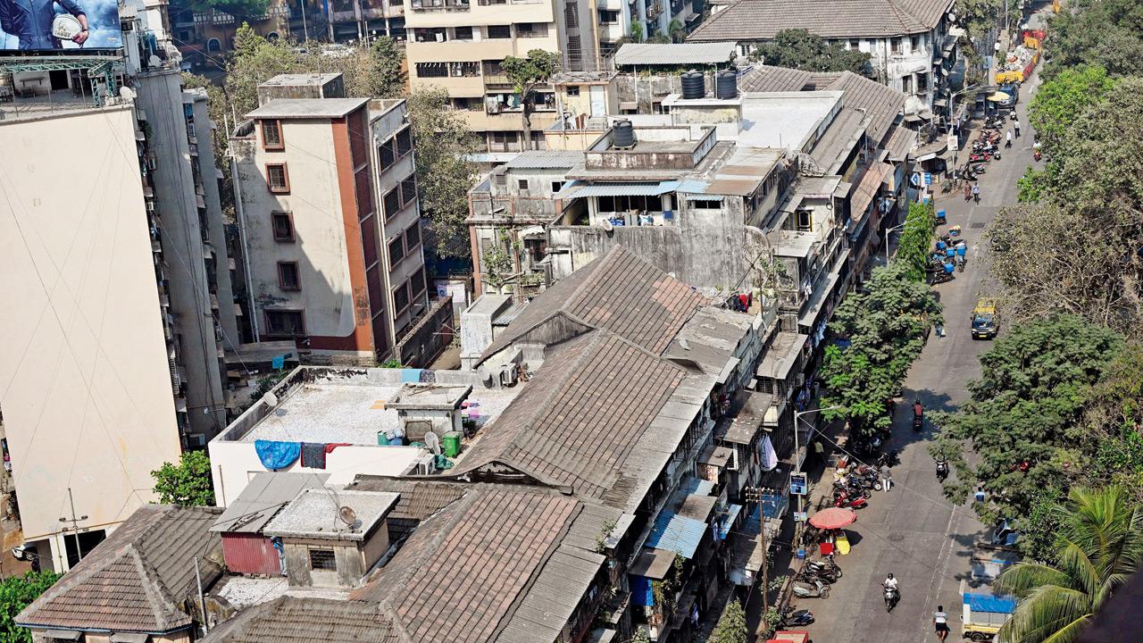 Aerial view of the 90  years old Bhagyoday Building a cluster of 16 buildings