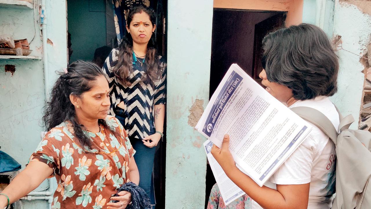 Volunteers spread awareness about the Centre among locals in Chembur